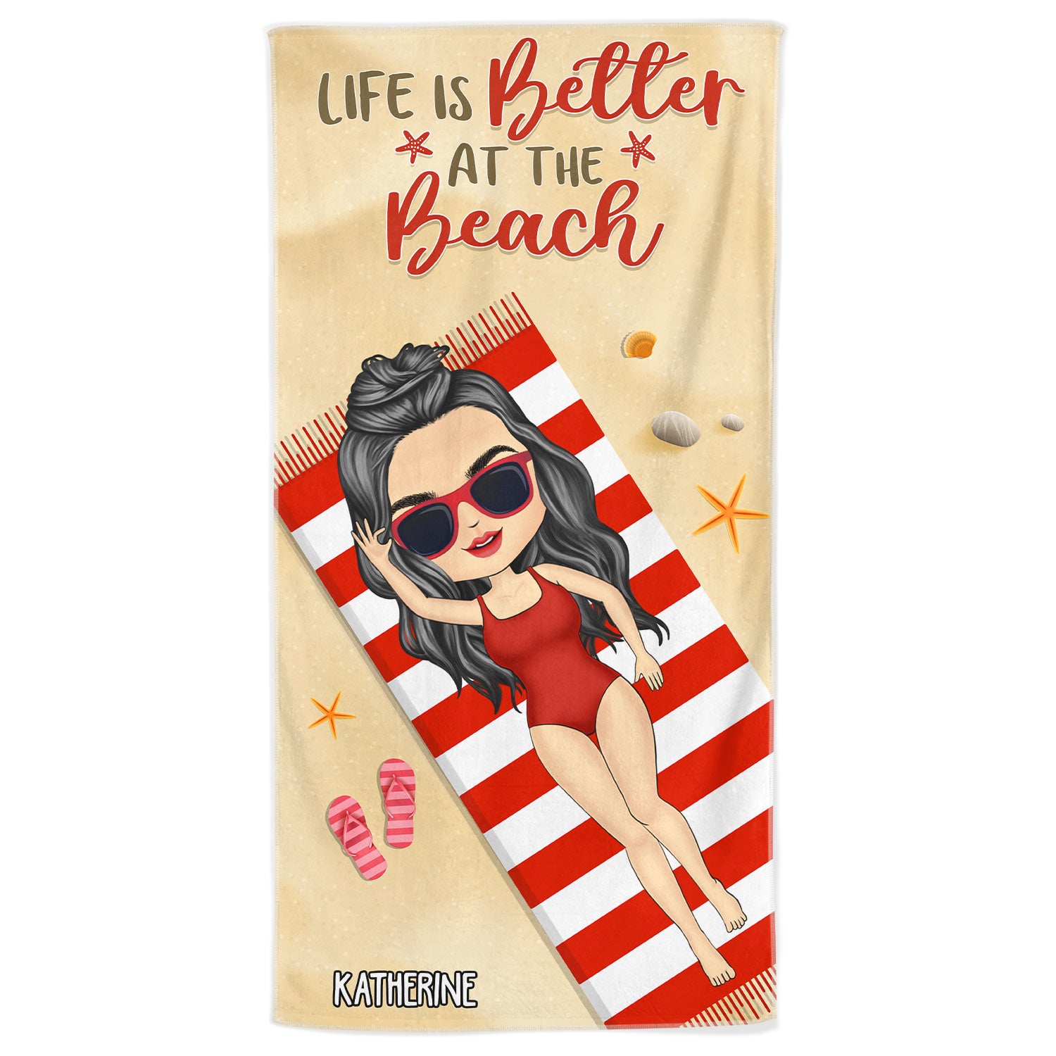 Life Is Better At The Beach Summer Vibes - Gift For Him, Her, Yourself, Girlfriend, Boyfriend, BFF Best Friends, Traveling Lovers - Personalized Custom Beach Towel