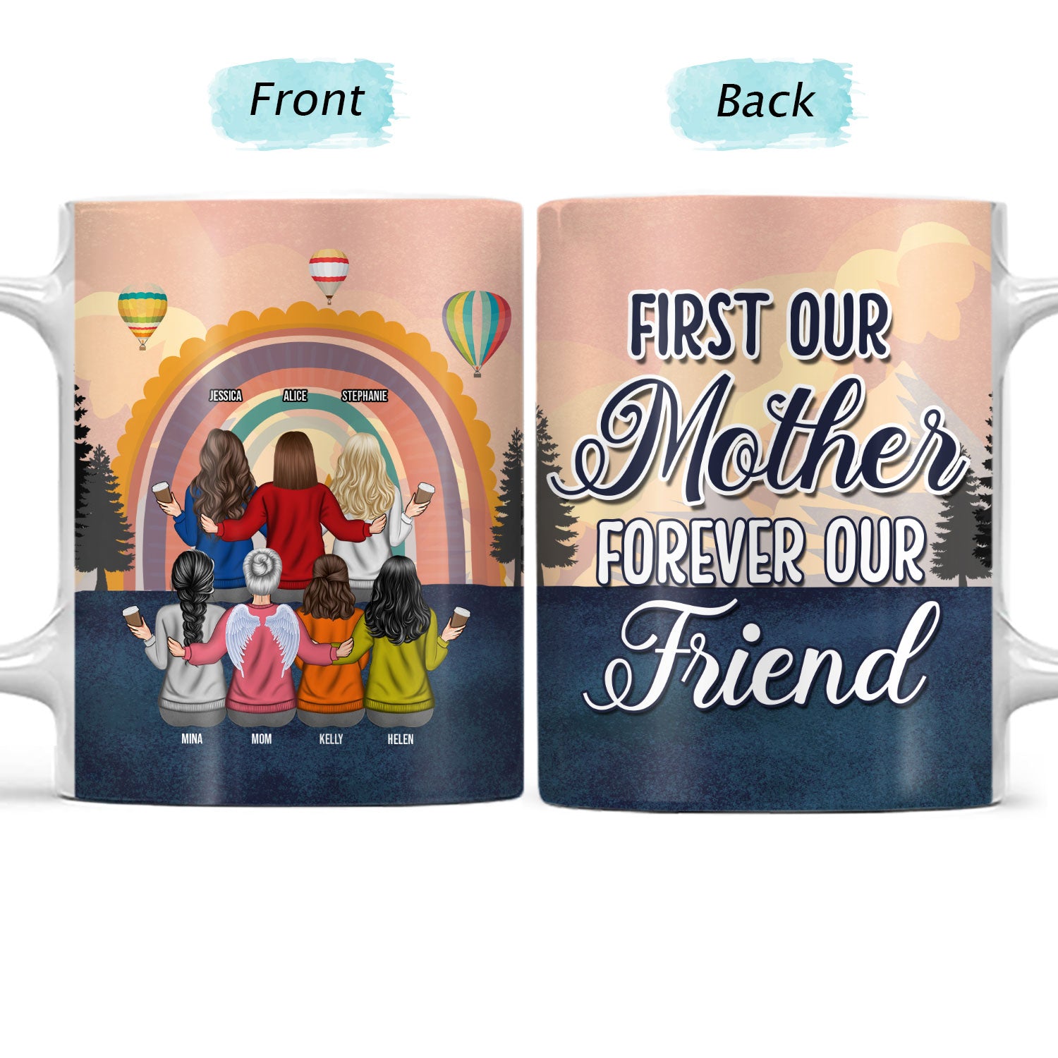 Forever Linked Together - Gift For Mother & Daughter - Personalized Custom White Edge-to-Edge Mug