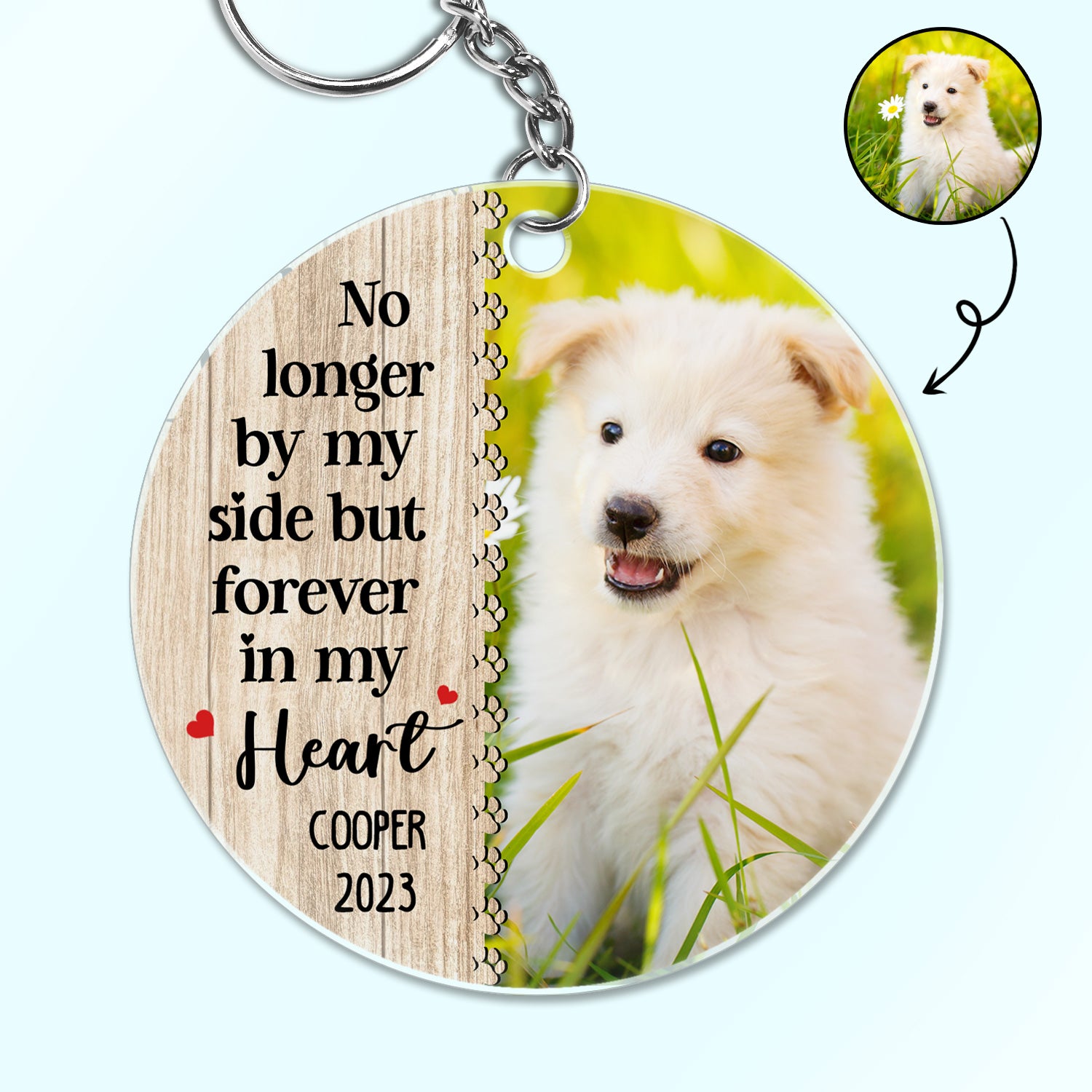 Custom Photo Forever In My Heart - Memorial Gift For Dog & Cat Lovers - Personalized Custom Circle Acrylic Keychain