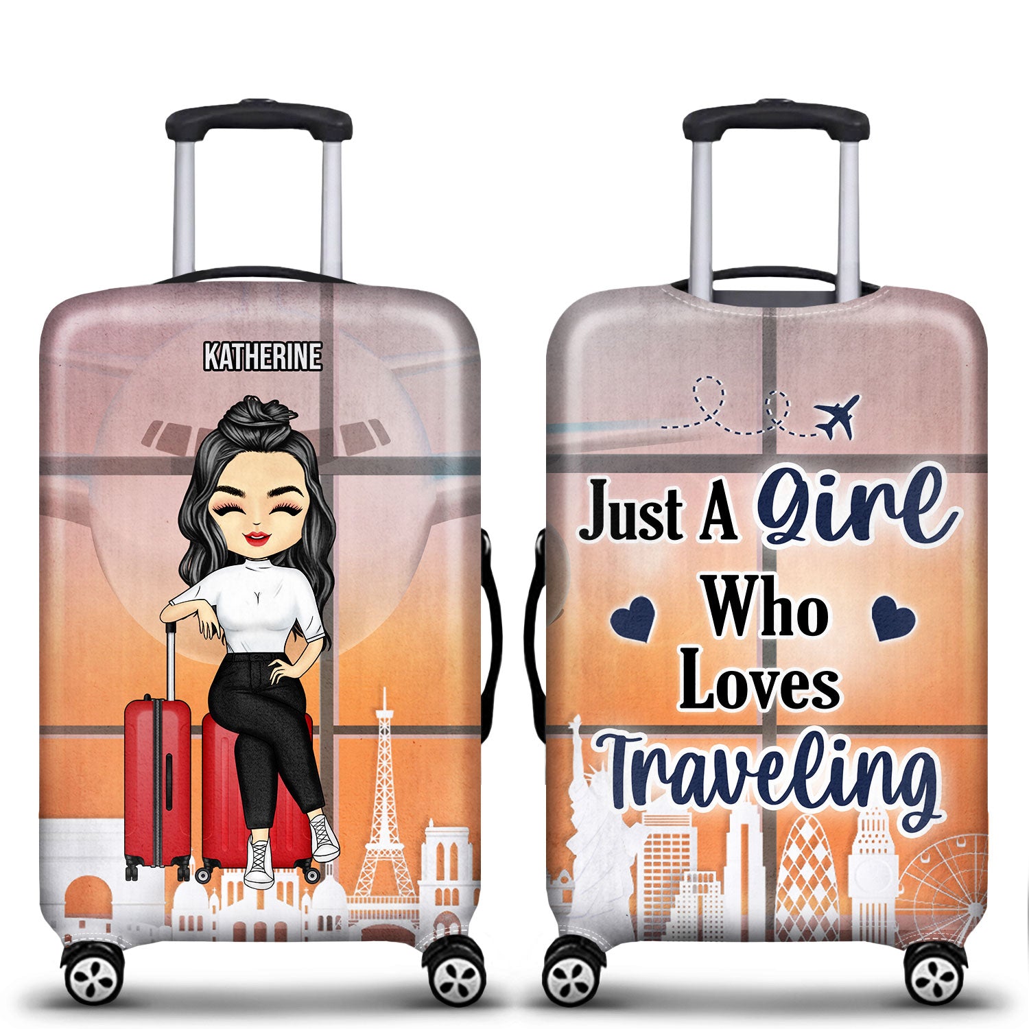 Just A Girl Who Loves Traveling - Gift For Travel Lovers - Personalized Custom Luggage Cover