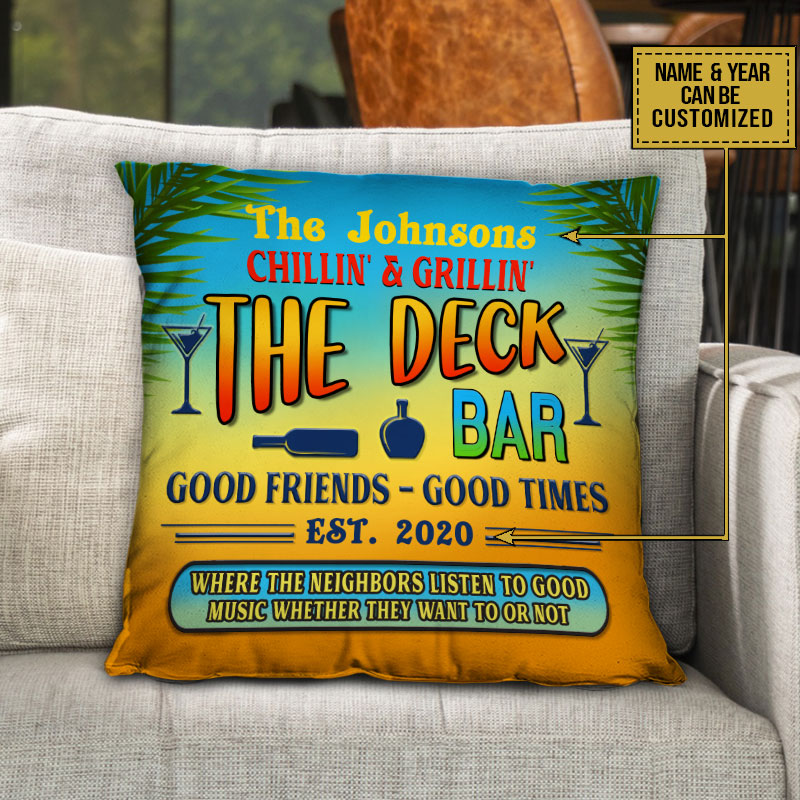 Deck Grilling Backyard Good Music Summer Custom Pillow