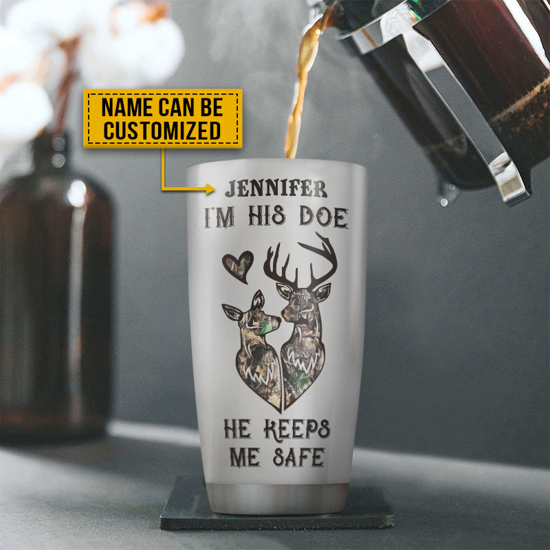 Personalized Camo Deer Hunting Stainless Steel Tumbler Coffee Mug