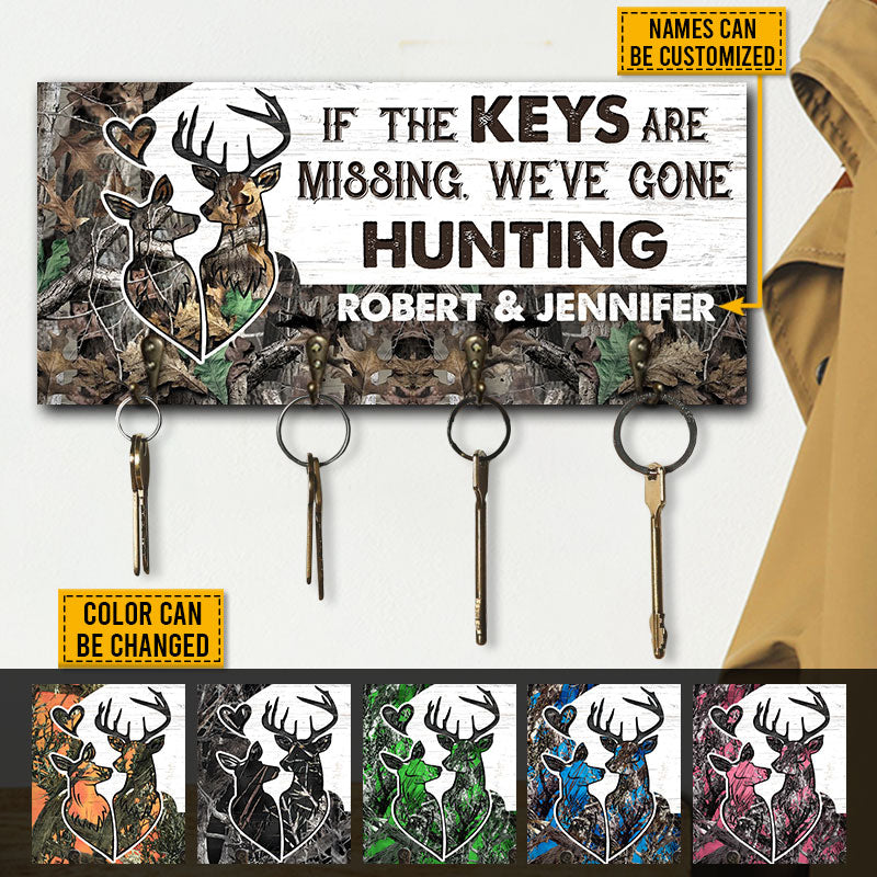 Deer Couple Camo If The Keys Missing Personalized Custom Wood Key Holder