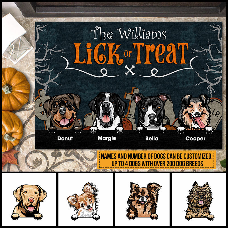 Dog Lick Or Treat, Halloween Decor, Dog Lover Gift, Custom Doormat