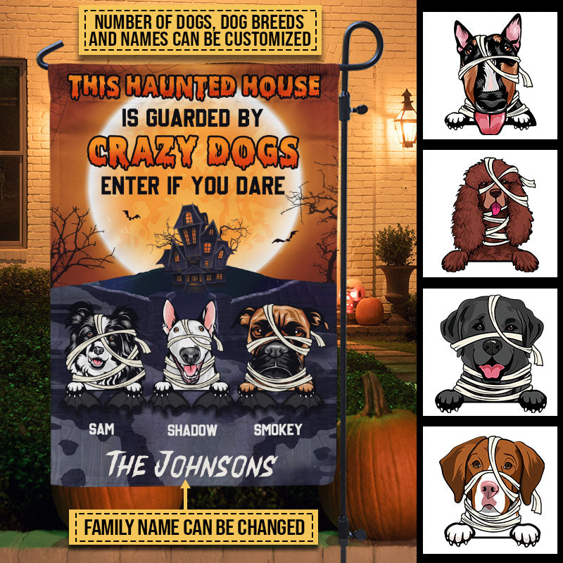 Dog Lovers Haunted House Custom Flag, Halloween Decoration Outdoor, Dog Mummy Costume