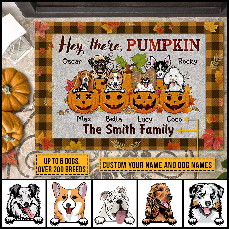 Dog Puppy Fall Autumn Hey There Pumpkin Welcome Custom Doormat
