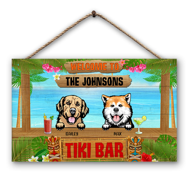 Dog Tiki Bar - Dog Lover Gift - Personalized Custom Wood Rectangle Sign
