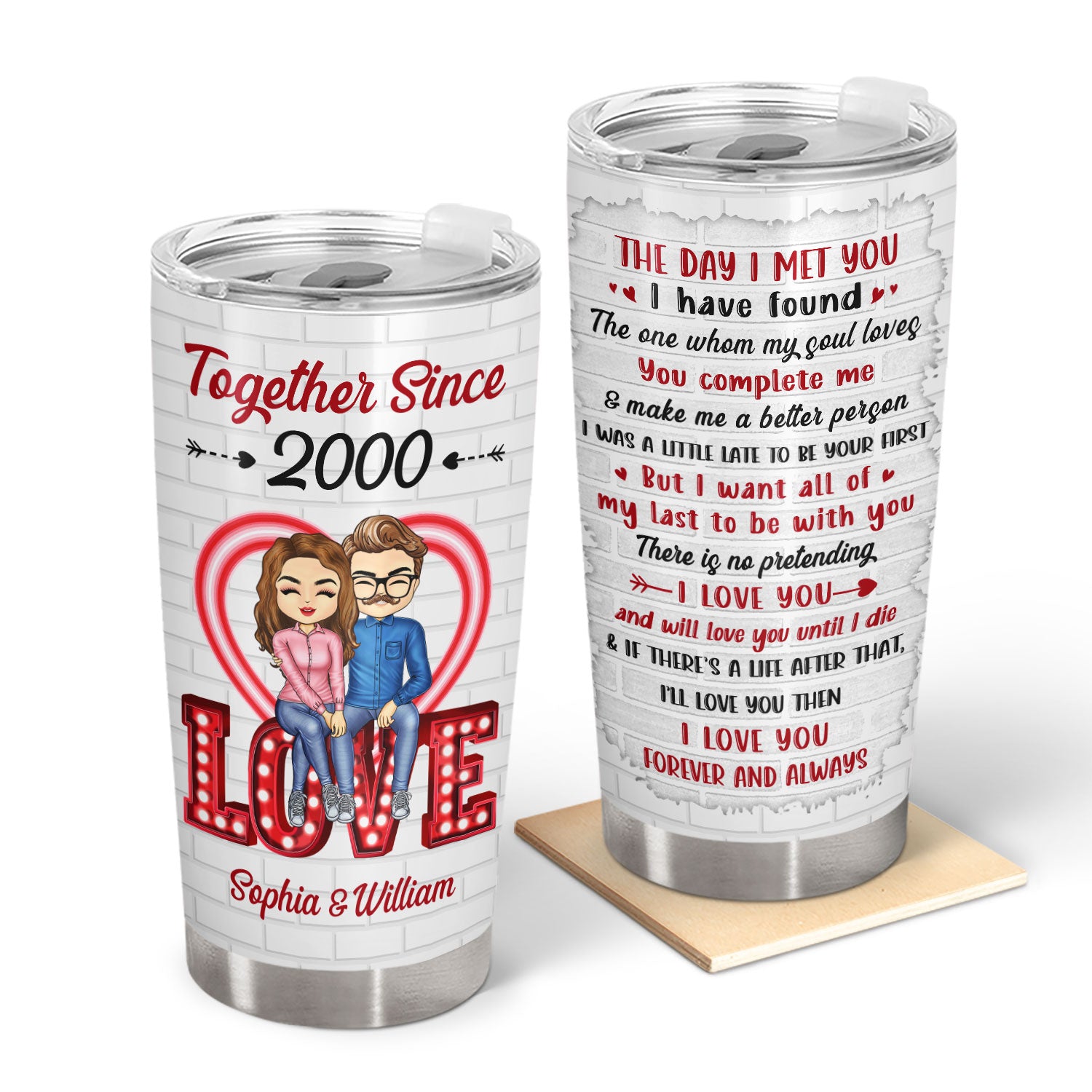 The Day I Met You - Anniversary, Birthday Gift For Spouse, Lover, Husband, Wife, Boyfriend, Girlfriend, Couple - Personalized Custom Tumbler
