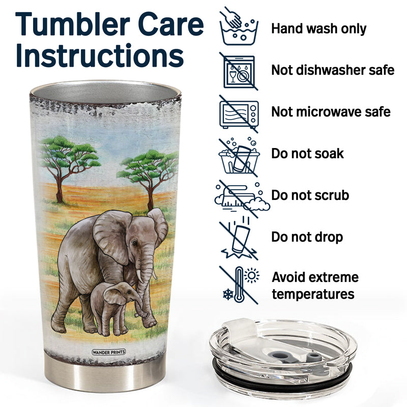 Elephant Tumbler With Straw And Lid, Stainless Steel Insulated