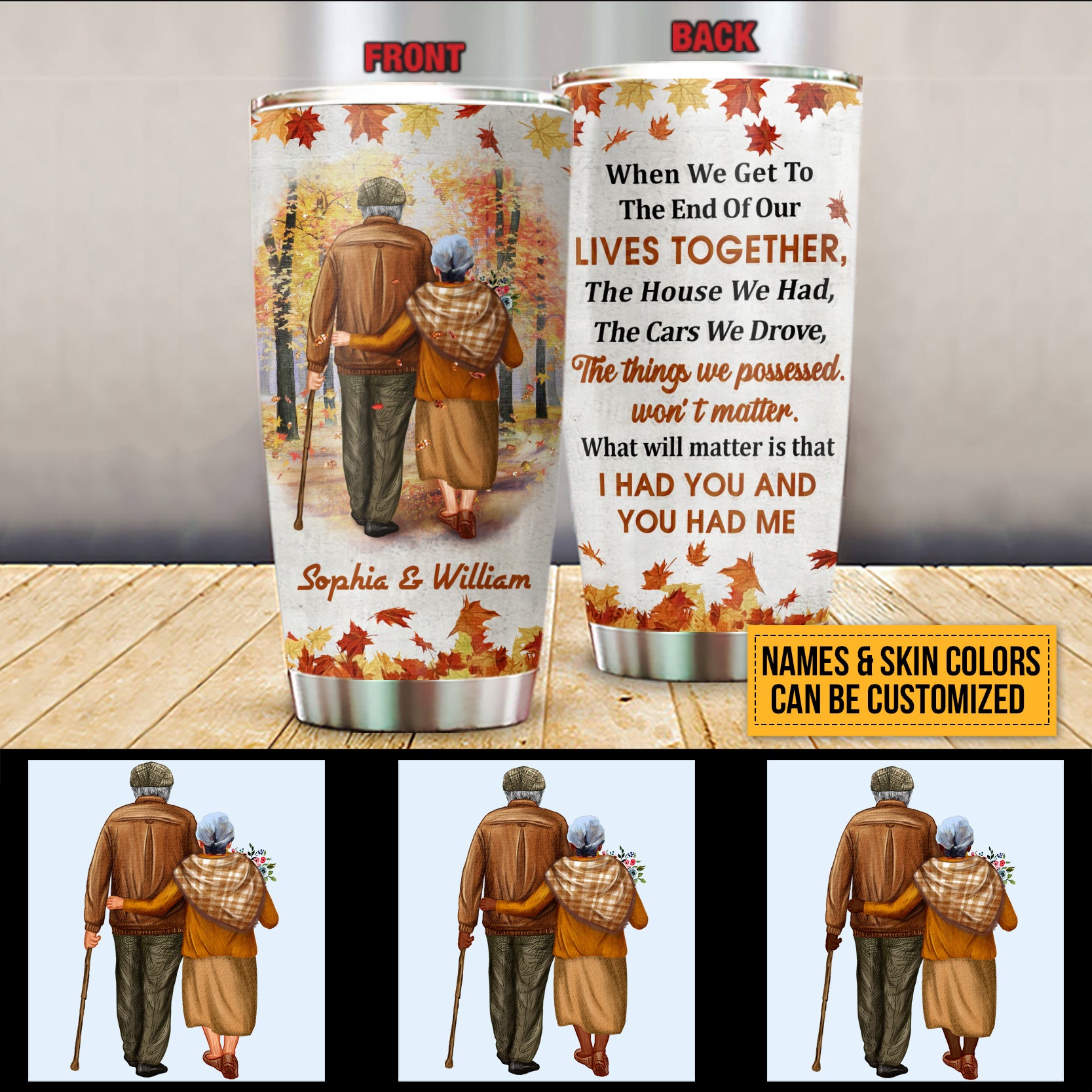 Family Old Couple When We Get Custom Color Skin Custom Tumbler, Personalized Fall Couple Tumbler, Couple Gift