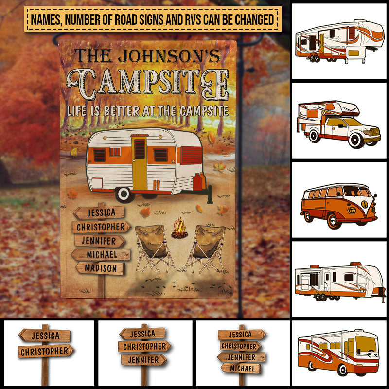 Fall Camping Life Is Better At The Campsite Custom Flag, Fall Campsite, Camping Outdoor Decoration, Autumn Camping Outdoor Gift