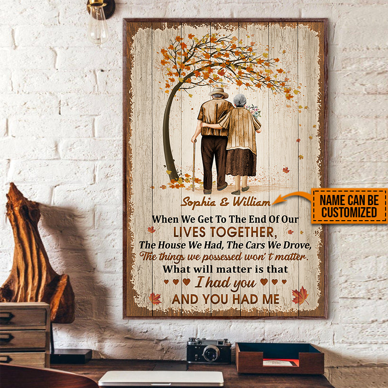 Family Old Couple Husband Wife When We Get Fall Leaves Custom Poster, Anniversary Gift, Memorial Gift, Sympathy, Wall Pictures, Wall Art, Wall Decor, Grandparents Day Gifts