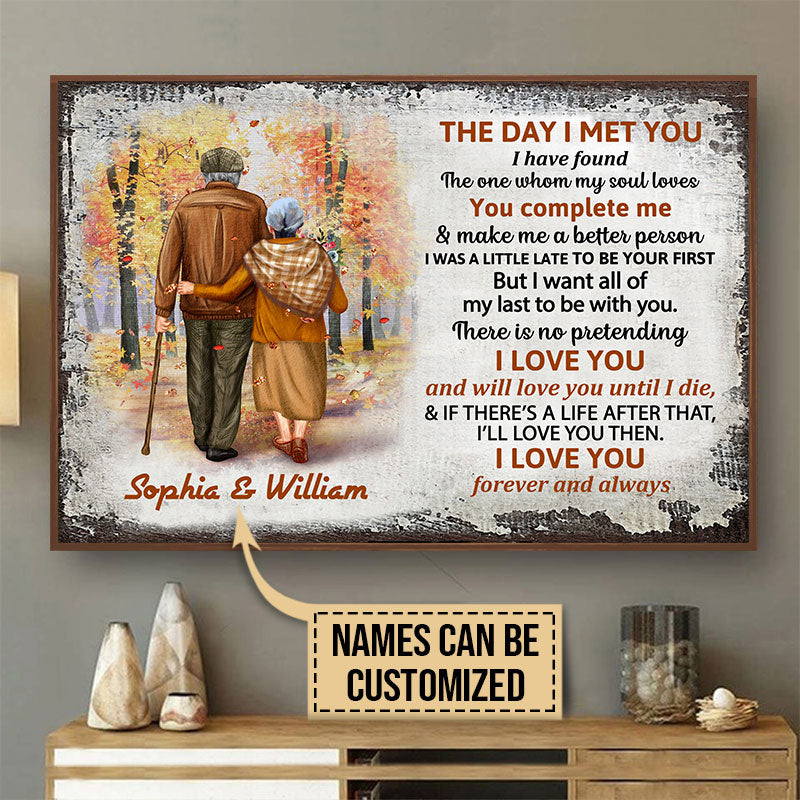 Family Old Couple The Day I Met You Custom Poster, Personalized Fall Couple Wall Art, Couple Gift