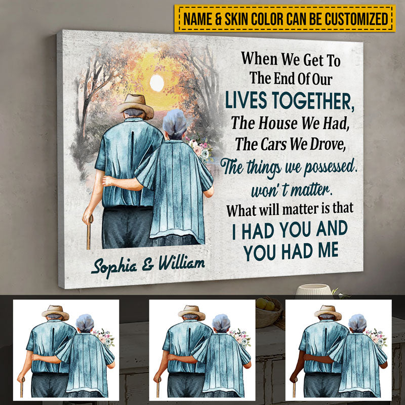 Family Old Couple Husband Wife When We Get Skin Custom Canvas, Anniversary Gift, Memorial Gift, Sympathy, Wall Pictures, Wall Art, Wall Decor, Grandparents Day Gifts
