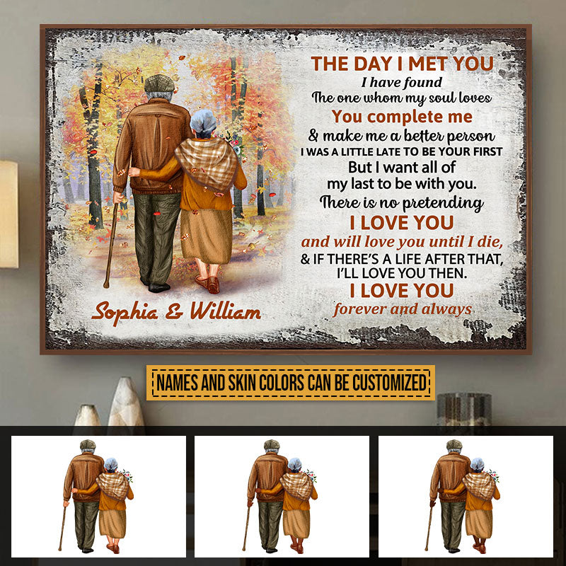 Family Old Couple The Day I Met You Custom Color Skin Custom Poster, Personalized Fall Couple Wall Art, Couple Gift
