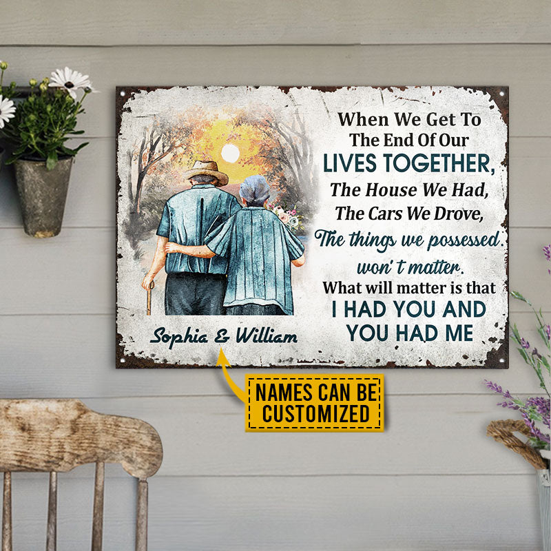 Family Old Couple When We Get Custom Classic Metal Signs, Husband, Wife, Yard Sign, Anniversary Gift, Memorial Gift, Sympathy, Wall Art, Wall Decor, Grandparents Day Gifts