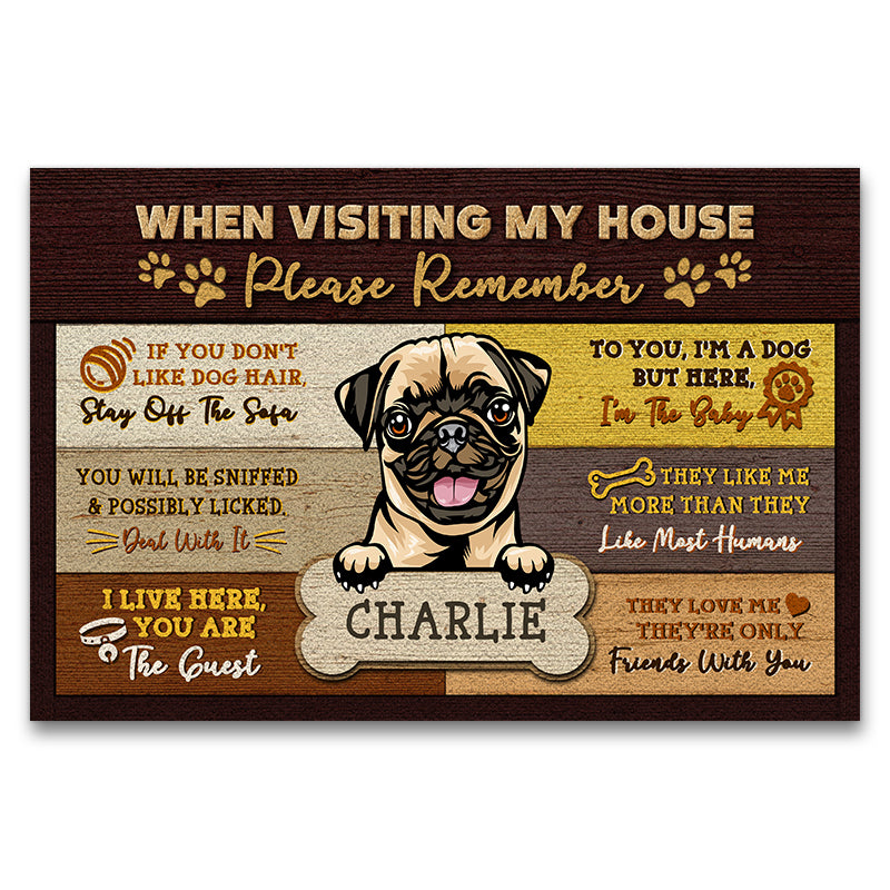 When Visiting My House - Gift For Dog Owners - Personalized Custom Doormat