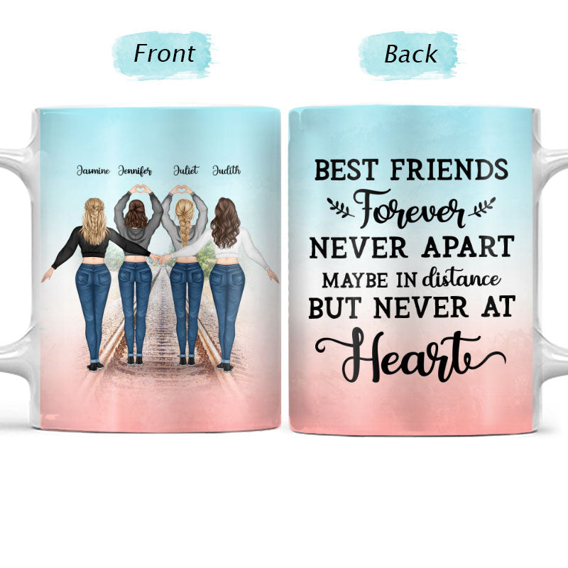 Never At Heart - Gift For Besties, Best Friends, BFF - Personalized Custom White Edge-To-Edge Mug
