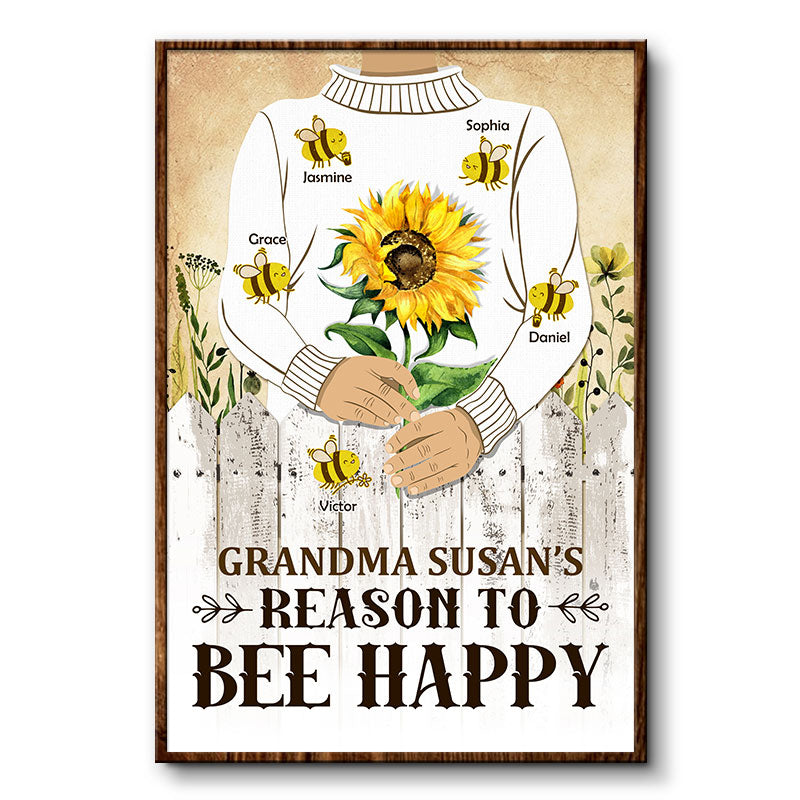 Reasons To Bee Happy - Gift For Grandmas, Grandmothers - Personalized Custom Poster