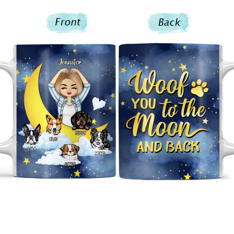 Woof You To The Moon And Back - Gift For Dog Lovers - Personalized Custom White Edge-to-Edge Mug