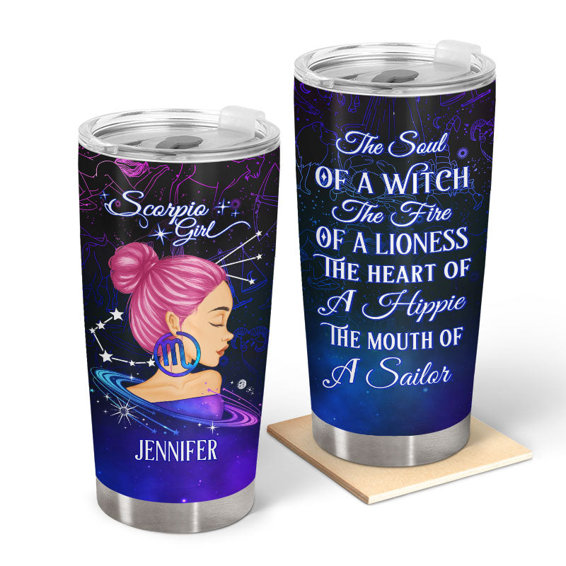Soul Of A Witch Zodiac Sign Girl - Personalized Custom Tumbler