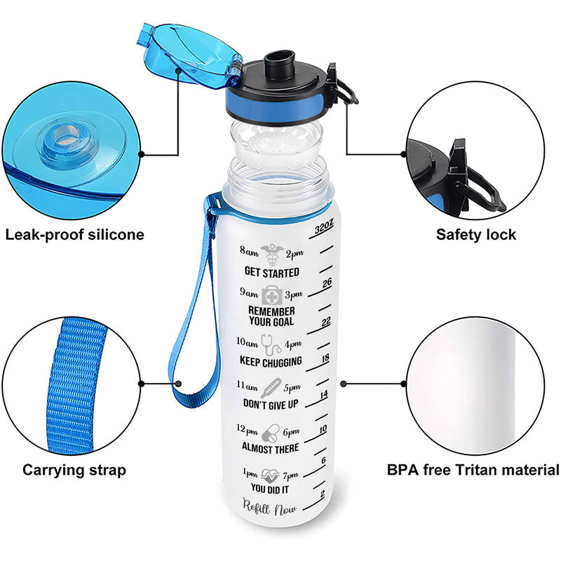 Personalized Water Tracker Bottle - Gift For Nurse - Water Scrubs And - A  Gift Customized