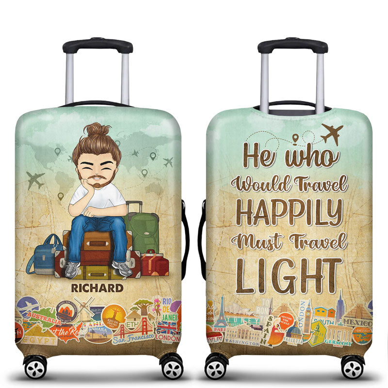 Must Travel Light - Gift For Travel Lover - Personalized Custom Luggage Cover