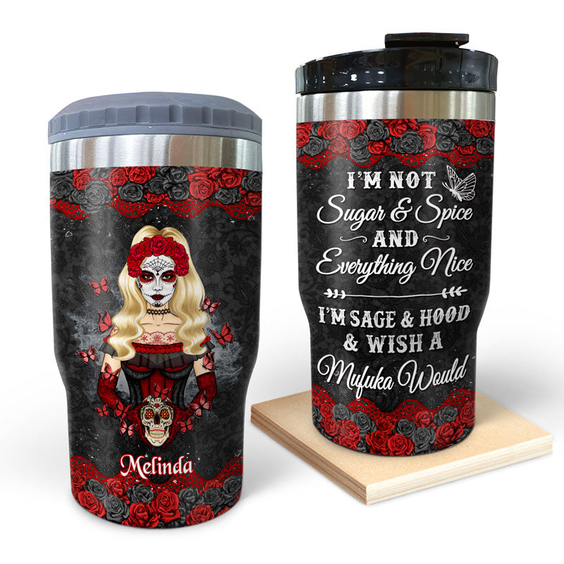 Sugar Skull I'm Not Sugar & Spice - Personalized Custom Triple 3 In 1 Can Cooler