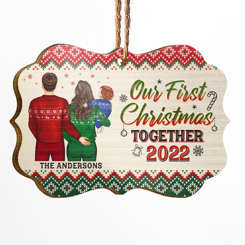 Christmas Family With Baby Our First Christmas Together - Personalized Custom Wooden Ornament
