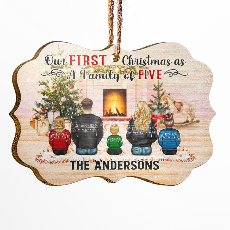 Christmas Family With Baby Our First Christmas As A Family Of - Personalized Custom Wooden Ornament