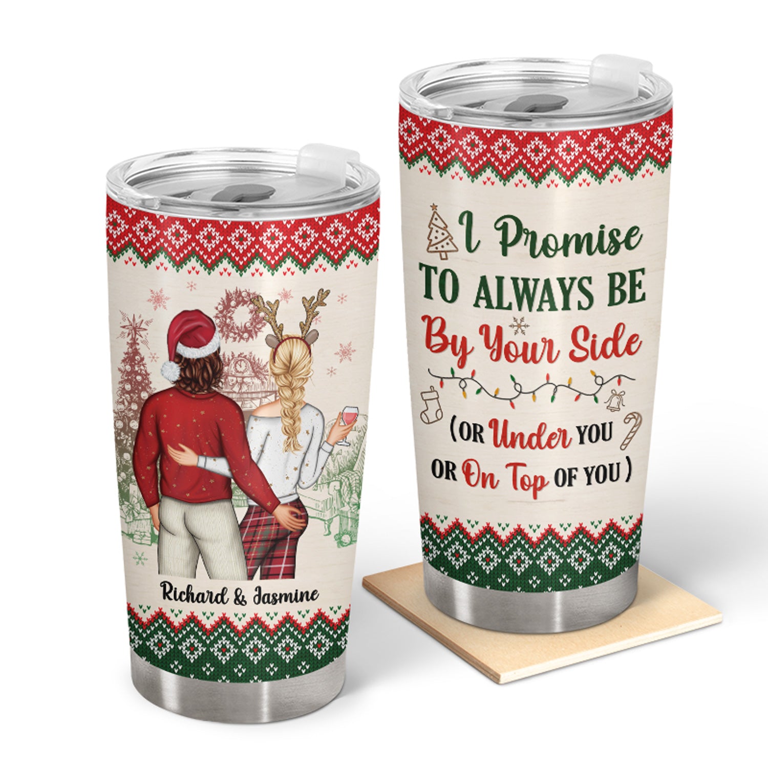 Christmas Couple Always Be By Your Side - Personalized Custom Tumbler