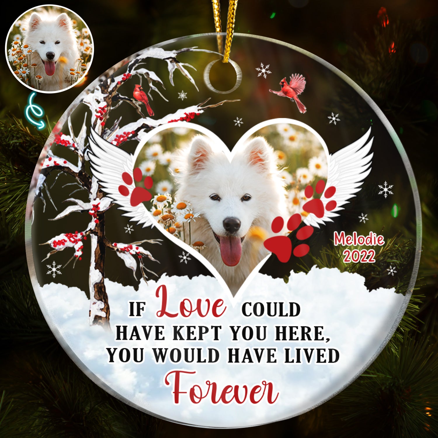 Christmas Custom Photo Memorial Pet Lovers If Love Could Have Kept You - Personalized Custom Circle Acrylic Ornament