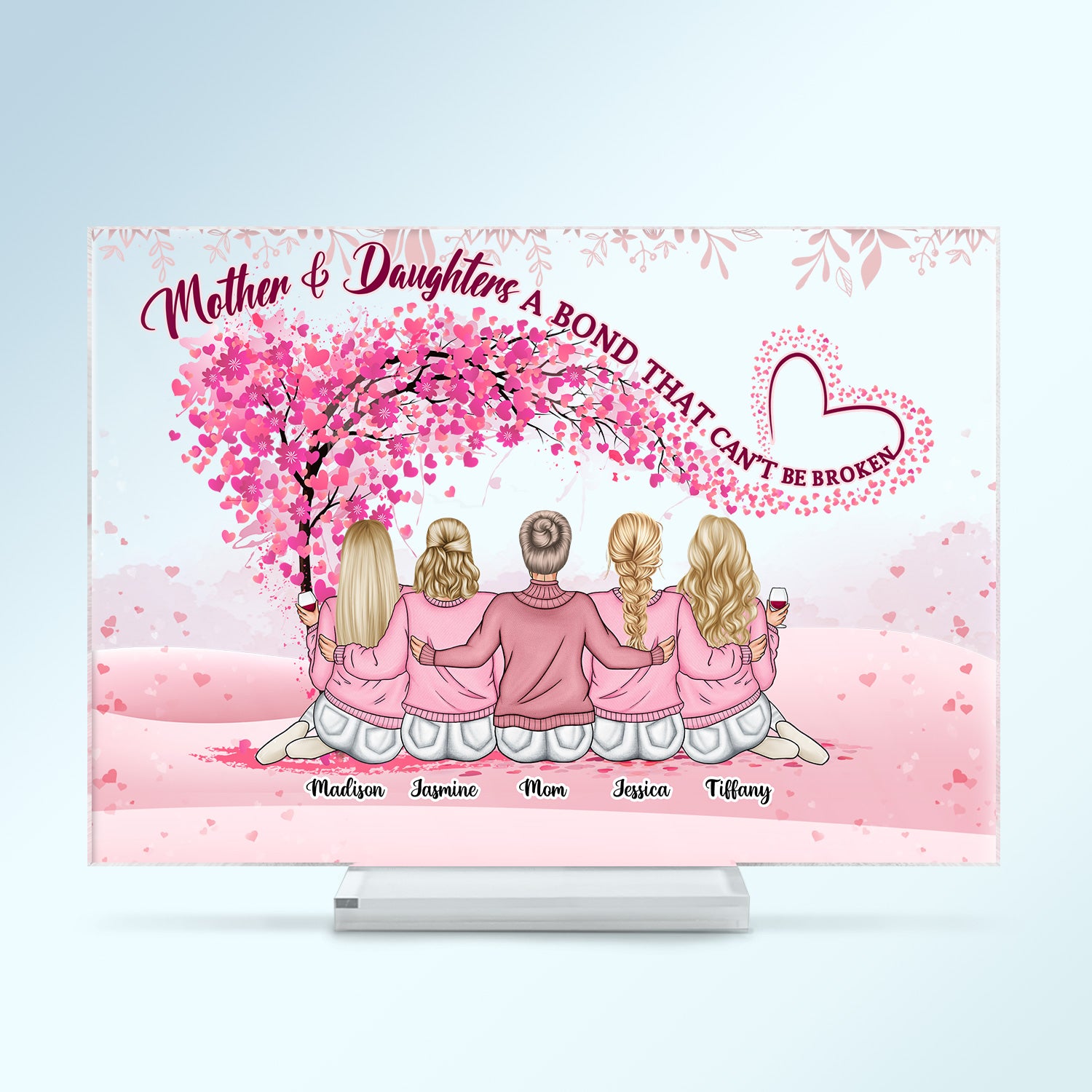 Mother & Daughter A Bond Can't Be Broken - Gift For Mother - Personalized Custom Horizontal Rectangle Acrylic Plaque