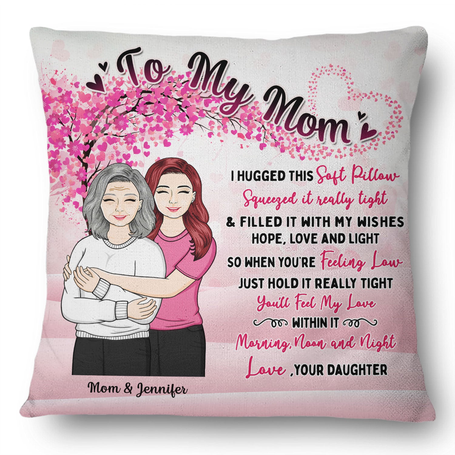 Mother Daughter I Hug This Soft Pillow - Gift For Mom - Personalized Custom Pillow