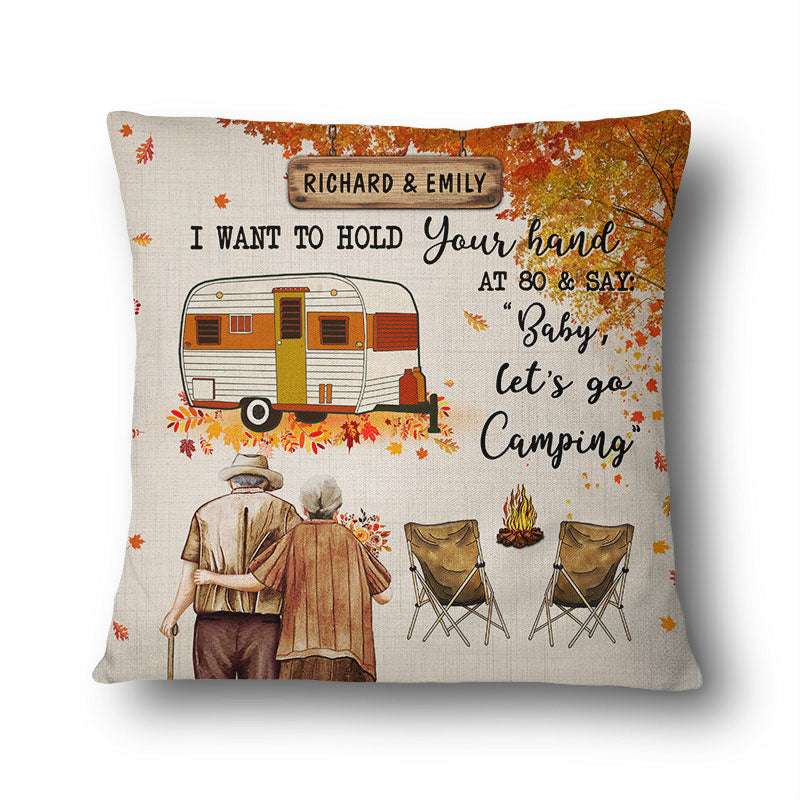 Fall Camping Old Couple Let's Go Camping - Personalized Custom Pillow