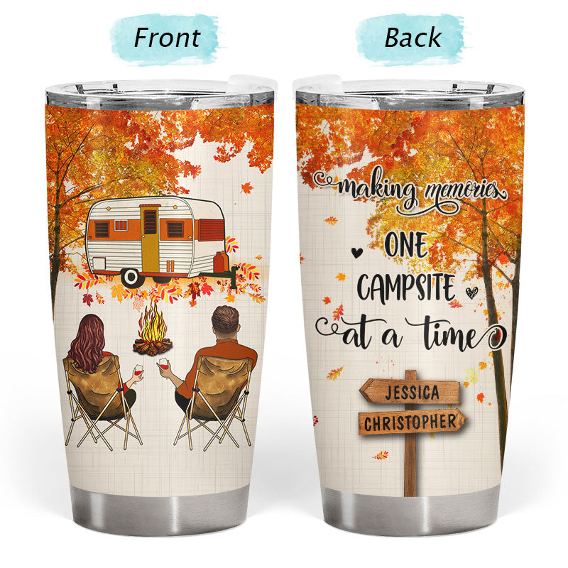 Personalized Couple Camping Tumbler, Making Memories One Campsite