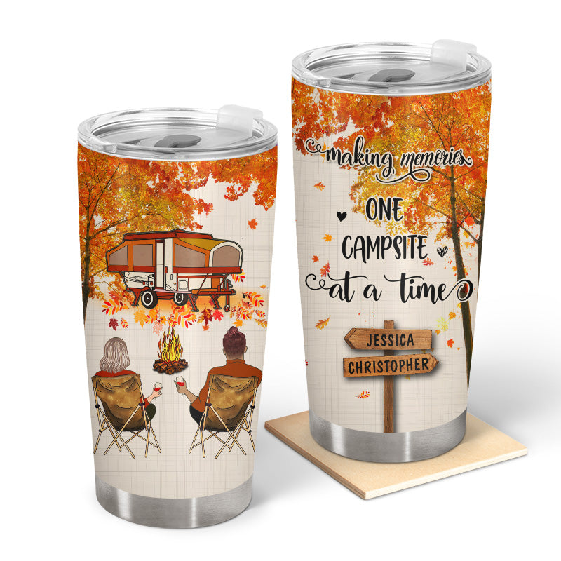 Fall Camping Young Couple Making Memories - Personalized Custom Tumbler