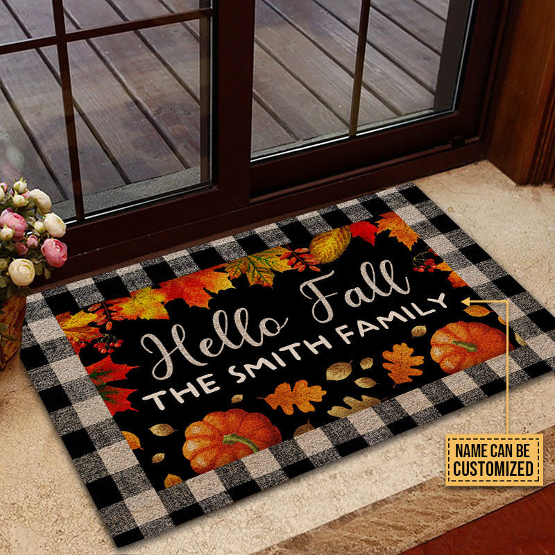 Hello Autumn Welcome Doormat, Fall Leaves Themed Door Mat, Autumn Seas -  customoutpost