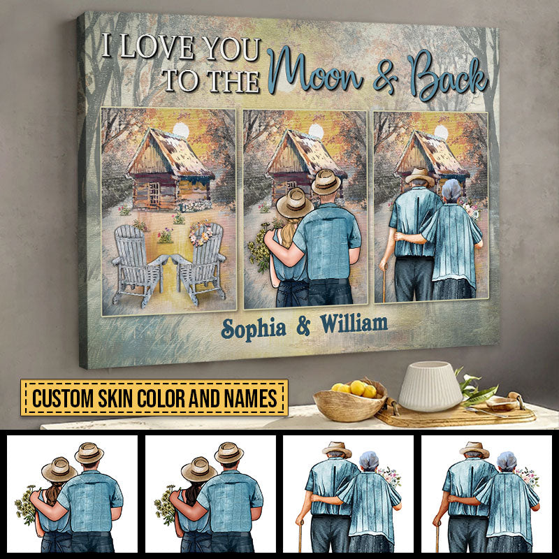 Family Couple I Love You To The Moon And Back Custom Canvas