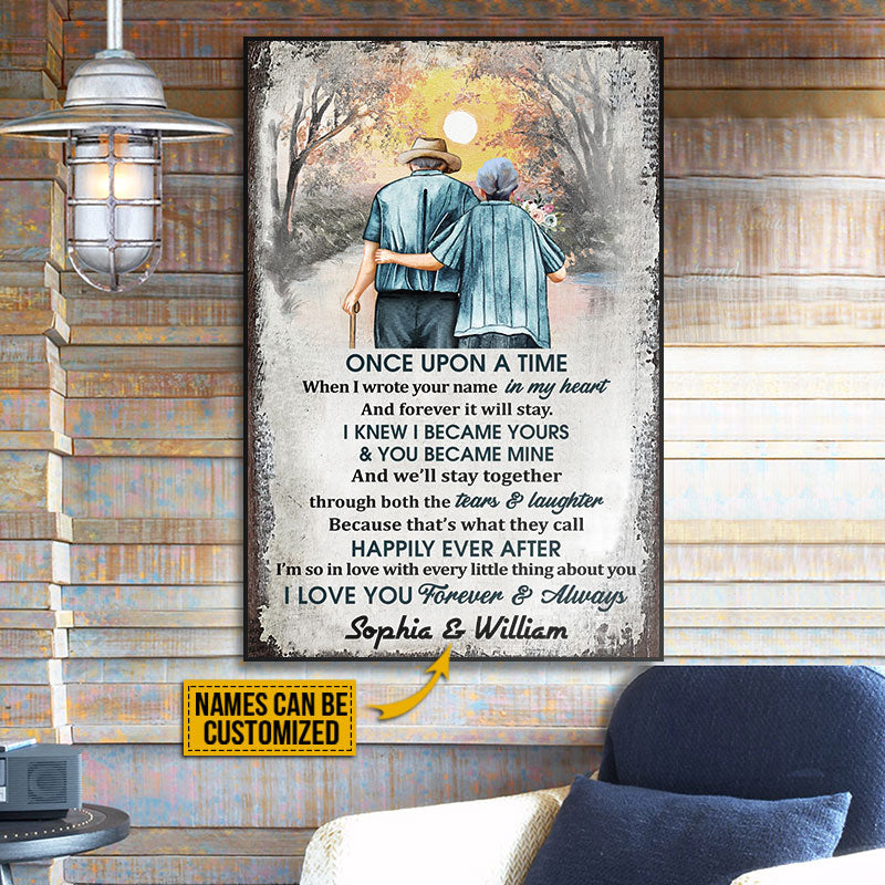 Family Old Couple Husband Wife Once Upon A Time Vertical Custom Poster