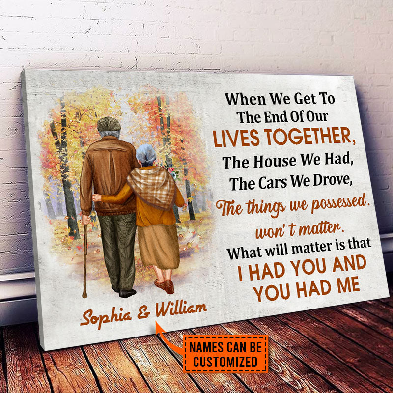 Family Old Couple When We Get Custom Canvas, Personalized Fall Couple ...