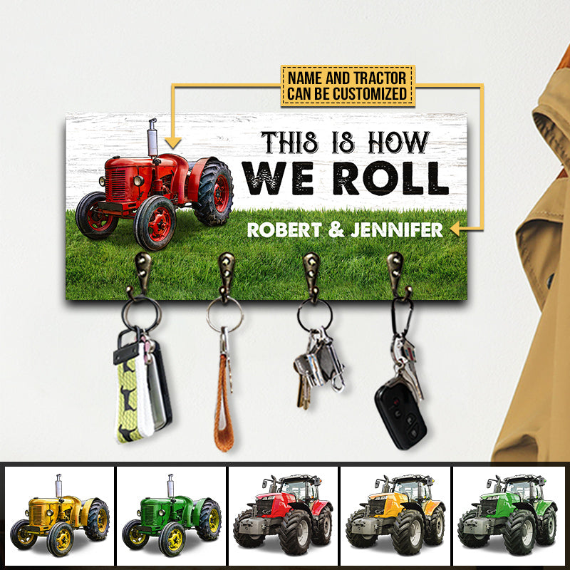 Farmer Tractor Married Couple This Is How We Roll Personalized Custom Wood Key Holder