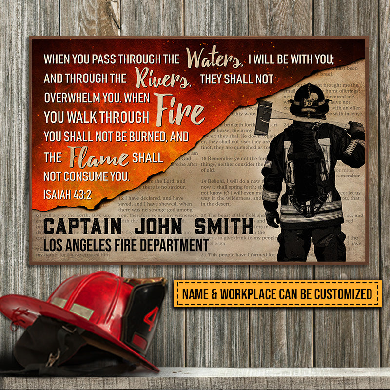 Firefighter Pass Through The Waters Custom Poster, Labor Day Gift