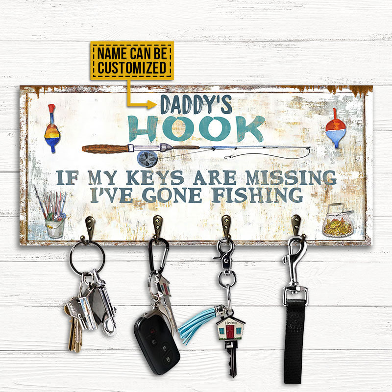 Fishing I've Gone Fishing Personalized Custom Wood Key Holder