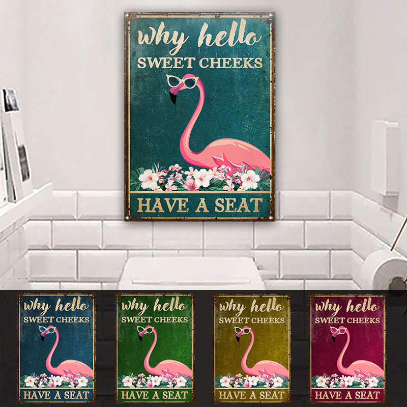 Flamingo Have A Seat Customized Classic Metal Signs