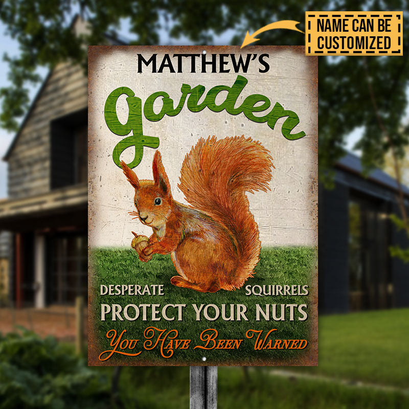 Garden Desperate Squirrels Custom Classic Metal Signs, Garden Decorations, Outdoor Decorating Ideas