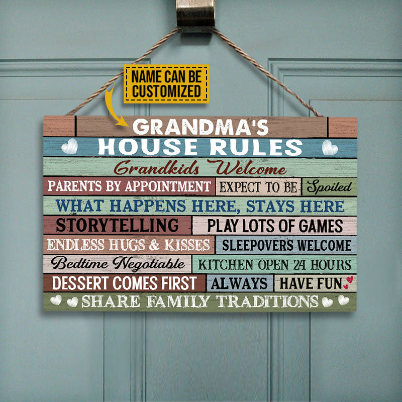 Grandparents House Rules Custom Wood Rectangle Sign, Wall Decor, Grandparents Day Gift, Family Gift