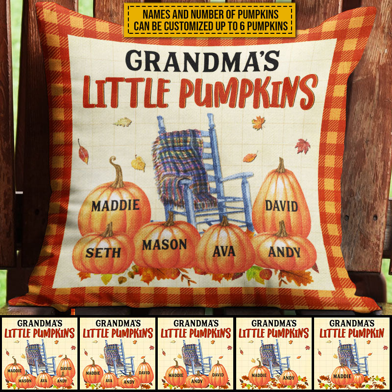Grandparents Little Pumpkins Custom Pillow, Autumn, Fall Season, Grandparents Day Gift, Family Gift
