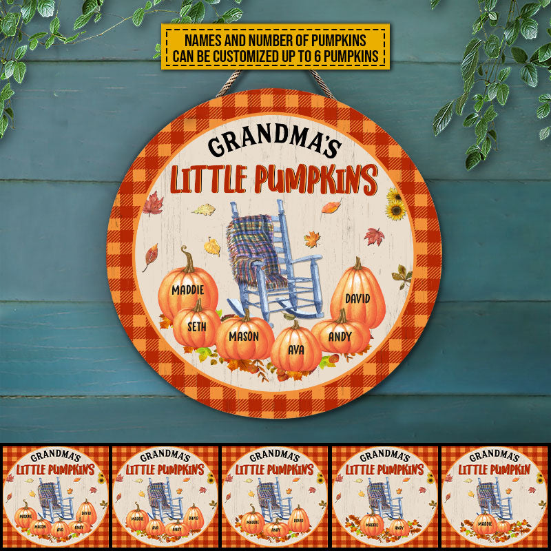 Grandparents Little Pumpkins Custom Wood Circle Sign, Autumn, Fall Season, Grandmother, Grandparents Day Gift, Family Gift