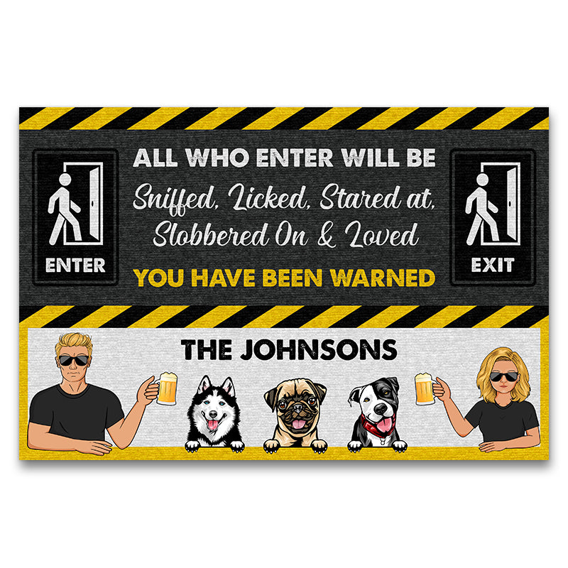 All Who Enter - Gift For Couples With Dog - Personalized Custom Doormat